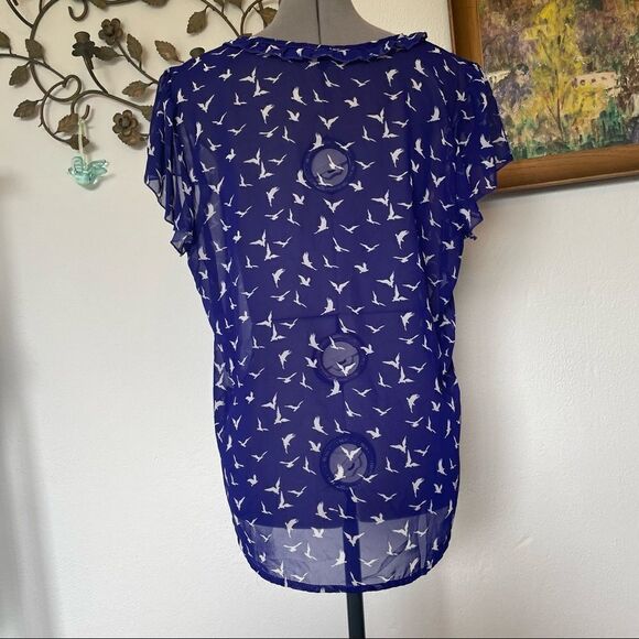 Lily Rose flying birds sheer blouse - Picture 2 of 13
